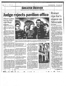A newspaper article about the judge rejects pavilion office.